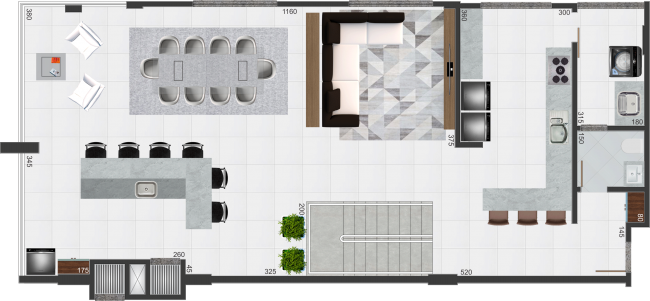 Cobertura Duplex - Pavimento Inferior - 230,00m²