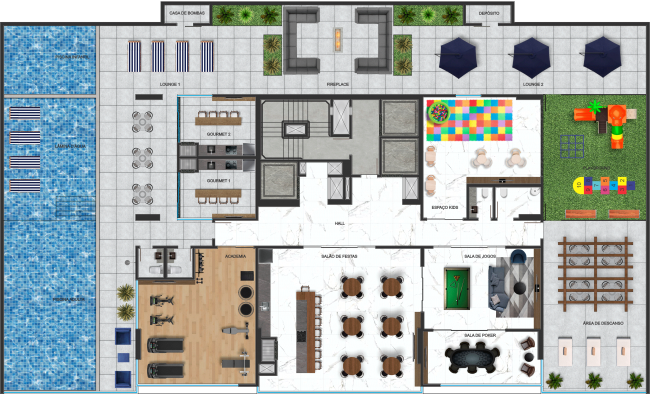 Pavimento Lazer - 764,00 m²